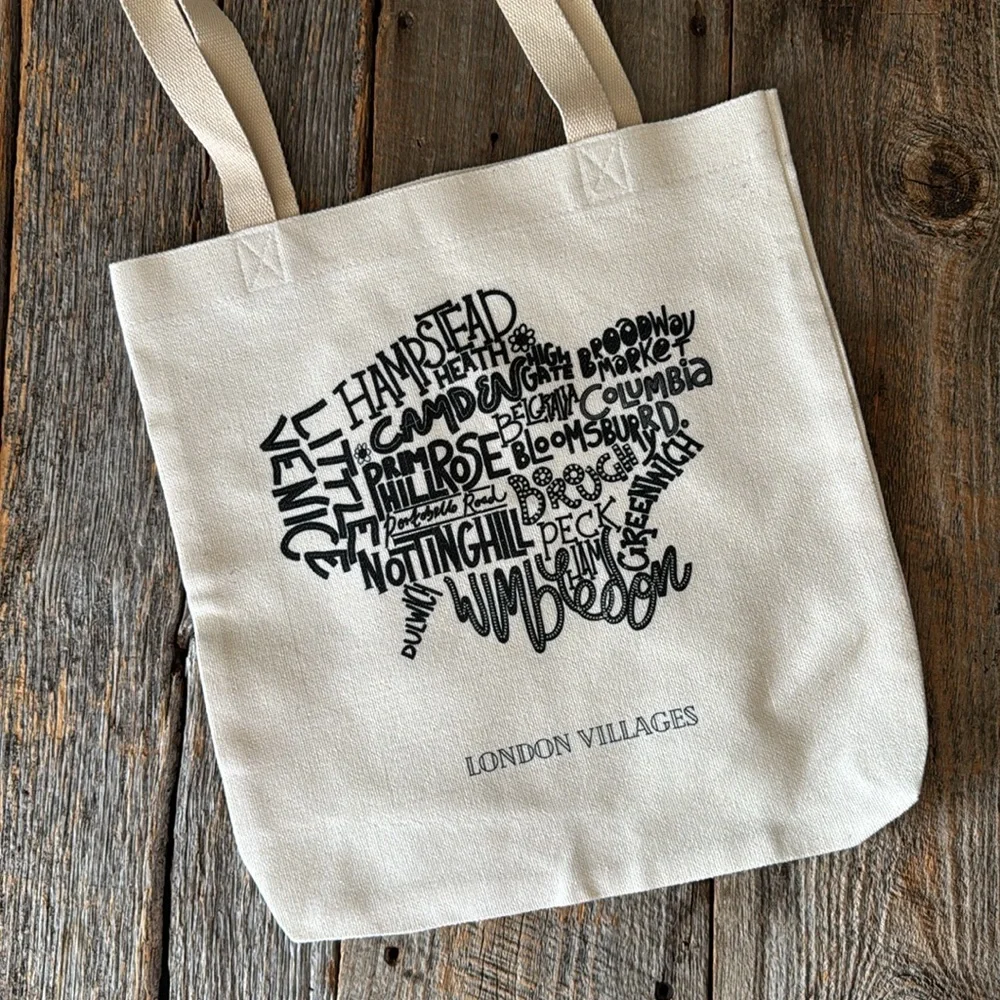 Canvas London Villages Tote Bag & London Red Bus Tea Towel - Picture 2 of 9